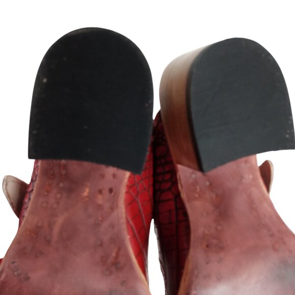 Freebird by Steven Caprice Red Leather Buckle Heeled Mule Sandals Size 9 Reptile - Picture 7 of 13